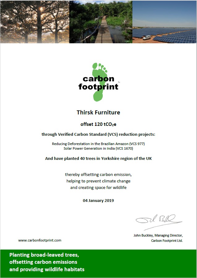 Thirsk Furniture continues carbon offsetting